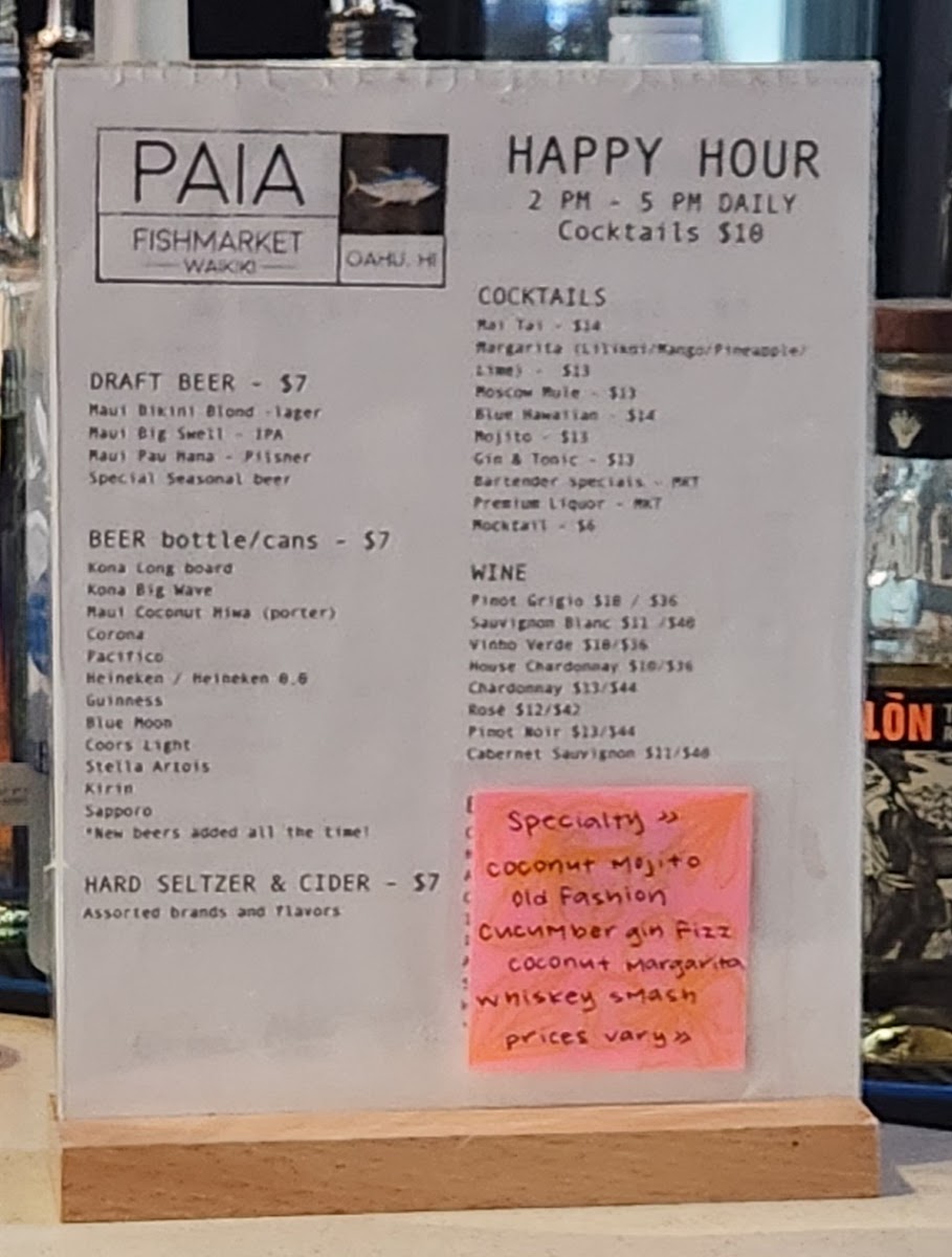 Paia Fish Market Waikiki Menu - Image 1